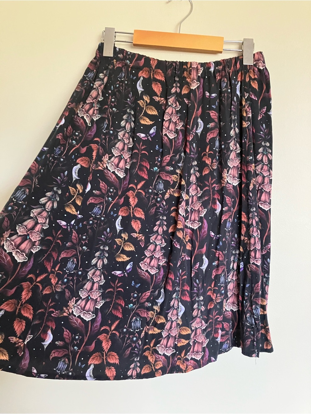 Black Floral Midi Skirt